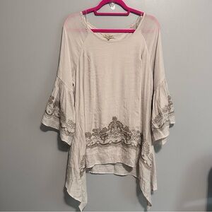 Oh Gussie Large Gauze Handkerchief Hem Tunic Boho Cottagecore Peasant New